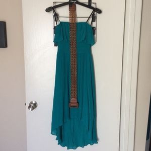 Teal Strapless High Low Summer Dress X-Small
